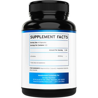 L Citrulline 3000mg Supplement (240 Capsules) Support L Arginine &amp; Nitric Oxide Pills - Stamina, Endurance, Performance for Workouts - NO Supplements for Men - Gluten Free, Non-GMO, Vegan Capsules
