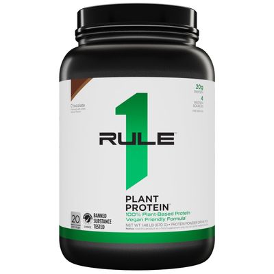 Rule 1 Proteins Plant Protein - Vegan, Gluten-Free, Dairy Free, &amp; Soy Free Protein Powder with 20g Protein per Serving (20 Servings, Chocolate)