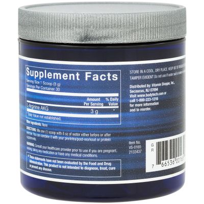BodyTech L-Arginine AKG 3000MG - Supports Exercise Endurance &amp; Intensity, Muscle Growth &amp; Recovery, Vasodilation, Nitric Oxide (3.17 Ounce Powder)