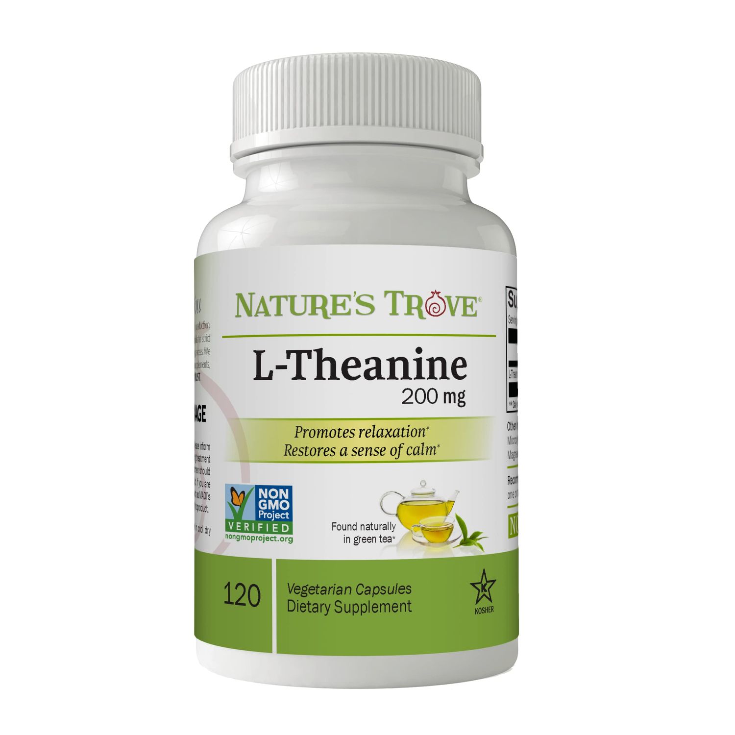 L-Theanine 200mg by Nature&#39;s Trove - 120 Vegetarian Capsules