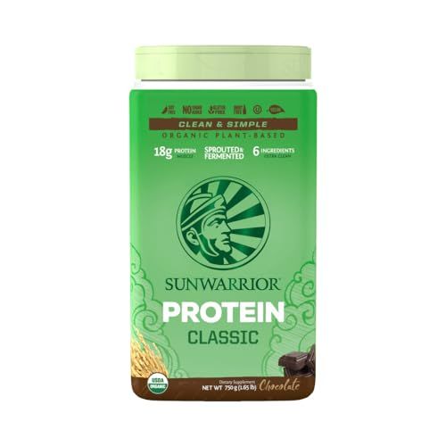 Brown Rice Protein Powder with Bcaa &amp; Amino Acids Raw Rice Protein Shake Gluten Free Low Carb Dairy Free | Plant Based Classic Sprouted Brown Rice Protein Powder Chocolate 750g by Sunwarrior