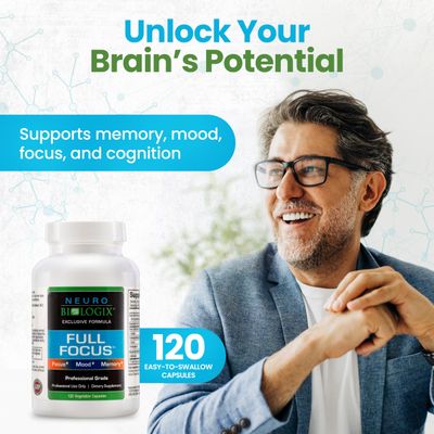 Full Focus 120 Capsules - Comprehensive Brain Supplement for Optimal Memory, Focus & Cognition - Brain Support Supplement to Promote Enhanced Mood, Relaxation, Dopamine Balance & More