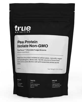 True Nutrition Pea Protein Powder Isolate - 25g Non-GMO Vegan Protein Powder per Serving - Low Carb, Low Fat, High Leucine - Gluten Free, Dairy Free, Soy Free - Chocolate Fudge Brownie - 1LB