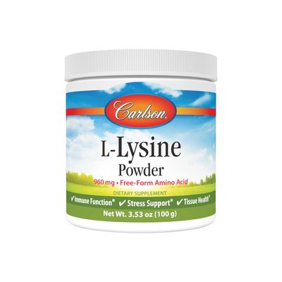 Carlson - L-Lysine Powder, Free-Form Amino Acid, 960 mg, Supports Healthy Tissue &amp; Muscle Development, 3.53 oz (100 g)