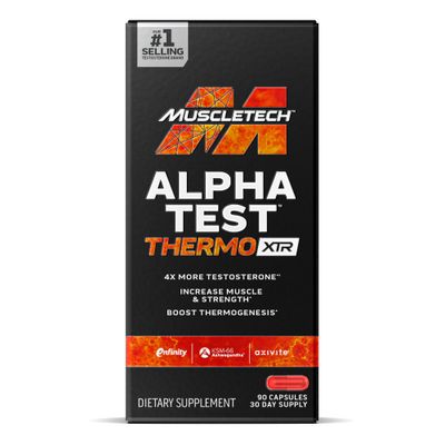 MuscleTech AlphaTest Thermo XTR Thermogenic Testosterone Booster| Muscle &amp; Strength Builder for Men | Workout Supplement | 90 Capsules | 30 Servings