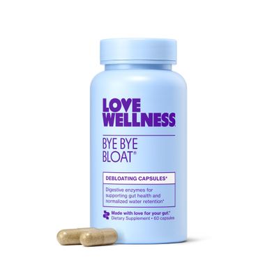 Love Wellness Bye Bye Bloat | Digestive Enzymes for Fast Acting Bloating Relief for Women | Helps Reduce Water Retention &amp; Gas Relief | Supports Digestive Health with Fenugreek &amp; Dandelion | 60 Count