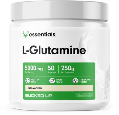 Bucked Up L-Glutamine (5000mg), Essentials (50 Servings, 250 Grams)