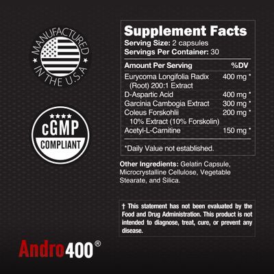 Andro400 UltraMaxT Testosterone Booster, 60 Count