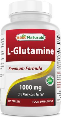 Best Naturals L-Glutamine 1000mg Fuel for Workout (Non-GMO) Tablets, 180 Count