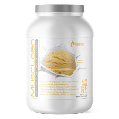 Metabolic Nutrition - Musclean - Milkshake Weight Gainer, Whey High Protein Meal Replacement, Maintenance Nutrition, Low Carb, Keto Diet, Digestive Enzymes, Vanilla, 2.5 Pound (25 ser)