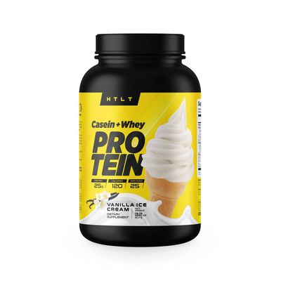 Casein + Whey Protein by HTLT | Whey &amp; Casein Protein Shake Powder | Slow-Release Whey &amp; Casein Protein for Sustained Energy | Casein Protein Powder for Baked Treats, Vanilla Ice Cream