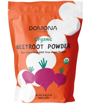 Pomona Wellness Organic Beetroot Powder, Superfood, Raw, Vegan &amp; Non-GMO, Nitric Oxide Booster, Beet Pre Workout Powder, Natural Nitrates for Energy Support &amp; Immune System, USDA Organic, 1 lb Bag