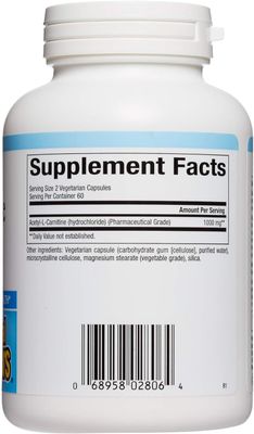 Natural Factors, Acetyl L-Carnitine 500 mg, Promotes a Healthy Memory, Concentration and Brain Function, 120 capsules (60 servings)