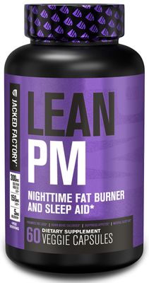 Jacked Factory Lean PM Night Time Fat Burner, Sleep Aid Supplement, &amp; Appetite Suppressant for Men and Women - 60 Stimulant-Free Veggie Weight Loss Diet Pills