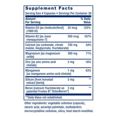 Life Extension Bone Restore + Vitamin K2 Vitamins & Minerals Maintain Bone Health & Strength - Fortifying Nutrients Calcium, D3 & Important Bone Building Minerals - Non-GMO, Gluten-Free -120 Capsules