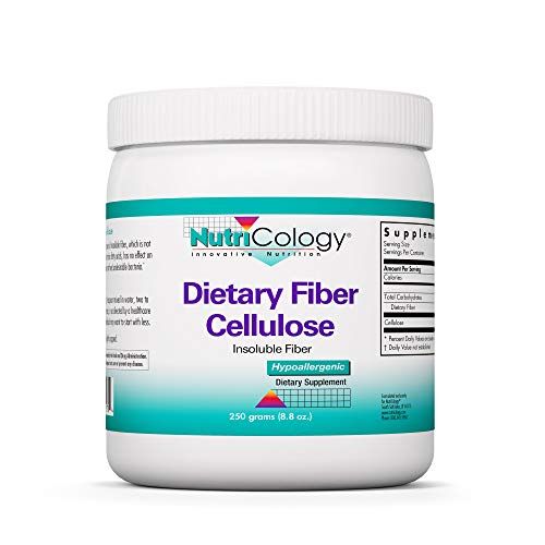Nutricology Dietary Fiber Powder - 2000mg Insoluble Fiber Supplement, Microcrystalline Cellulose Powder, Powdered Cellulose, Non-Fermentable, Hypoallergenic - 8.8 Oz