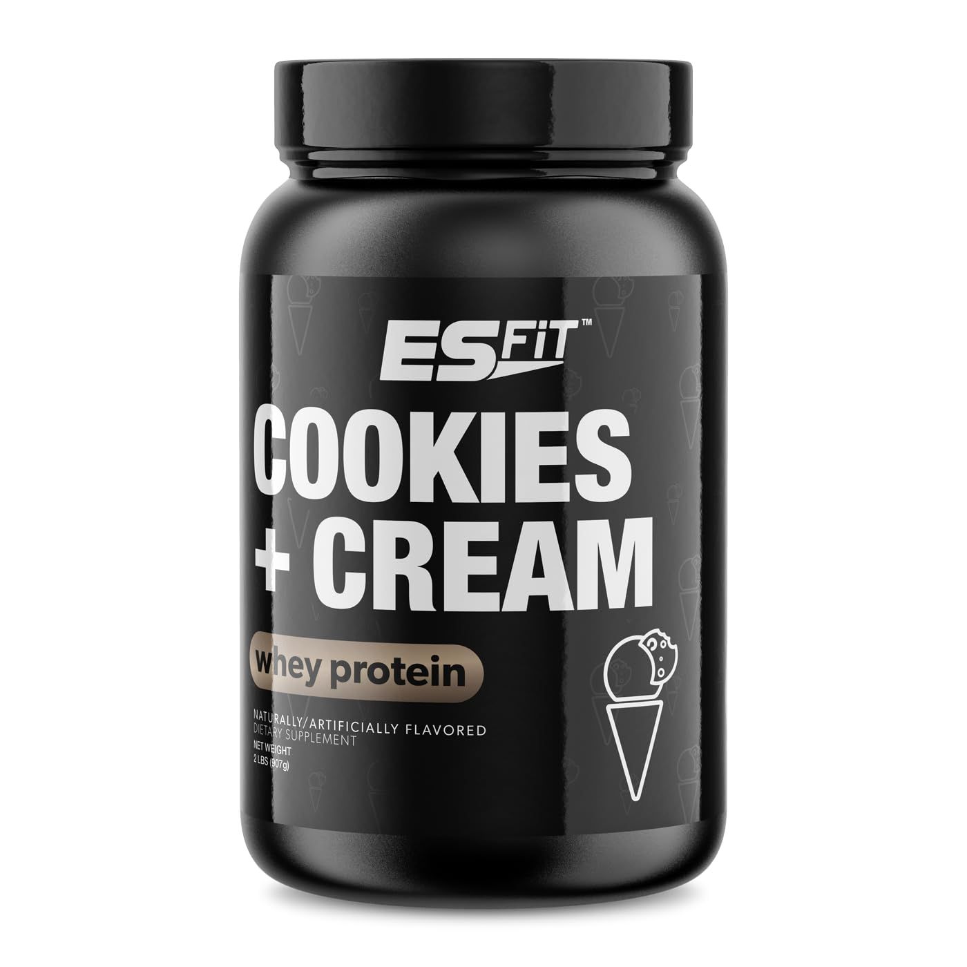 ES FIT Whey Protein Powder - Post Workout Whey Protein Isolate for Muscle Recovery, Non-GMO, Superior Taste, BCAAs, Tested and Certified, Cookies and Cream, 2 Pounds