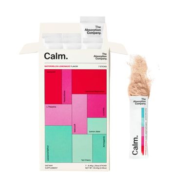 Calm Supplement - Watermelon Lemonade - Natural Stress Relief with Ashwagandha, L-Theanine, Vitamin D &amp; Magnesium for Relaxation, Cognitive Support &amp; Mood Support - 7 Sticks
