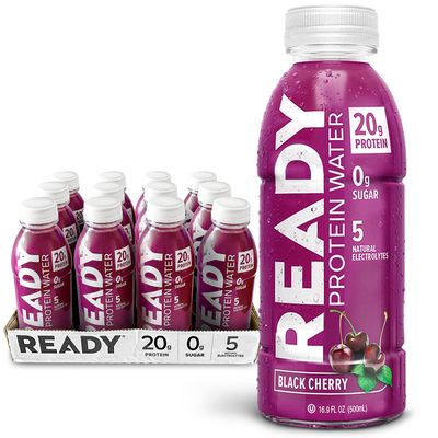 Ready Protein Water, 20g of Whey Protein Isolate, Sugar Free, Black Cherry, 12-Pack, 16.9 Fluid Ounces Each