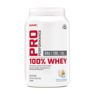 GNC Pro Performance 100% Whey Protein Powder | Supports Healthy Metabolism and Lean Muscle Recovery | Vanilla Cream | 25 Servings