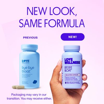 Love Wellness Bye Bye Bloat | Digestive Enzymes for Fast Acting Bloating Relief for Women | Helps Reduce Water Retention &amp; Gas Relief | Supports Digestive Health with Fenugreek &amp; Dandelion | 60 Count