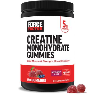 Force Factor Creatine Gummies, Creatine Monohydrate for Muscle Gain, More Strength, and Faster Recovery, Clinically Studied Creatine 5g Dose, Mixed Berry, 30 Servings