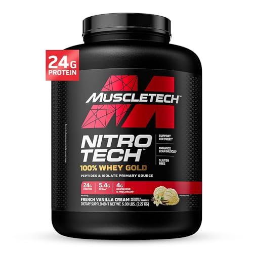 Whey Protein Powder , MuscleTech Nitro-Tech Whey Gold Protein Powder , Whey Protein Isolate Smoothie Mix , Protein Powder for Women &amp; Men , Vanilla Protein Powder, 5 lbs (69 Serv)-package varies