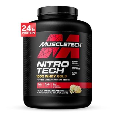 Whey Protein Powder , MuscleTech Nitro-Tech Whey Gold Protein Powder , Whey Protein Isolate Smoothie Mix , Protein Powder for Women &amp; Men , Vanilla Protein Powder, 5 lbs (69 Serv)-package varies