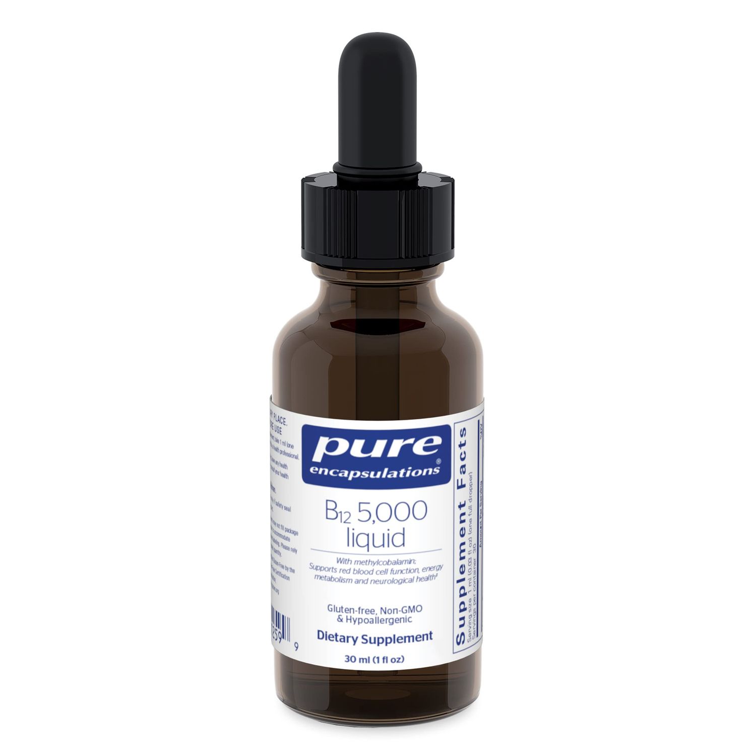Pure Encapsulations B12 5,000 Liquid - Vitamin B12 Methylcobalamin Supplement to Support Energy, Nerve Health, Cognitive Function &amp; Blood Cells* - Liquid B12 Drops - 1 Fl Oz