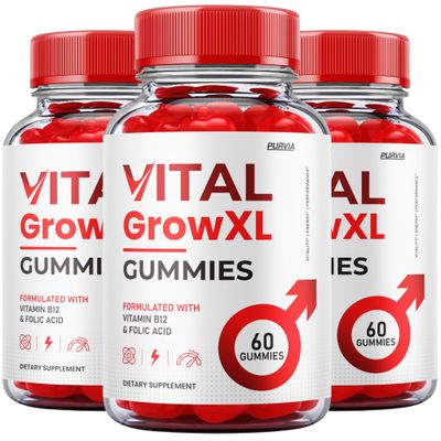 (3 Pack) Vital Grow XL Gummies - Official Formula - Vial Grow XL Advanced Strength Formula, Vital Grow XL Reviews, Overall Health Support 1000mg Maximum Strength Wellness Supplement (180 Gummies)