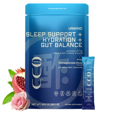 SUU Circadian Unwind Natural Sleep Aid Hydration Packets - Nighttime Sleep Powder with GABA, Valerian Root, Chamomile, Passion Flower &amp; Organic Apple Cider Vinegar - Pomegranate Rose 30 Pack