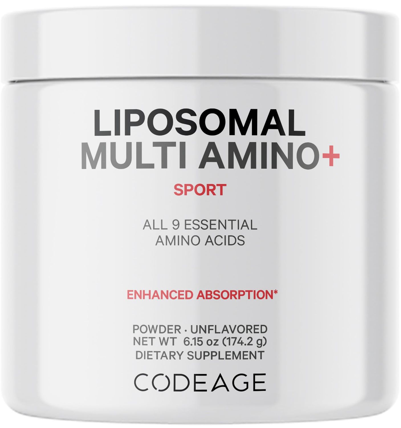 Codeage Liposomal Multi Amino Powder Supplement - BCAA &amp; EAA Supplement All 9 Essential Amino Acids, Branched-Chain Amino Acid, Pre &amp; Post Workout, Unflavored, Liposomal Delivery, Non-GMO, 6.15 oz