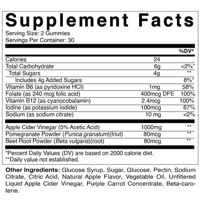 Vitamatic Apple Cider Vinegar Gummies - 1000mg per Serving - 60 Vegan Gummies - ACV Gummies for Detox, Weight Loss Support, Energy Boost, Digestion &amp; Gut Health