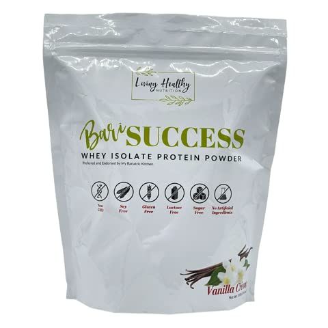 LIVING HEALTHY NUTRITION BariSuccess Vanilla Whey Isolate Protein Powder - 30g Protein, 30 Servings/Container - Free of Fat, Sugar, Gluten, Soy &amp; Lactose - Low Carb Bariatric Meal Replacement Protein