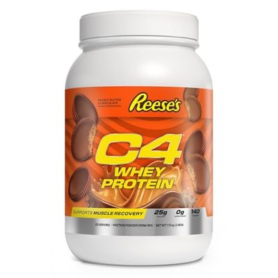 Cellucor C4 Whey Protein Powder, Reese&#39;s Peanut Butter &amp; Chocolate - 25g Protein, 0g Added Sugar, 140 Calories Per Serving, Supports Muscle Recovery, 28 Servings, Premium Whey for Post-Workout
