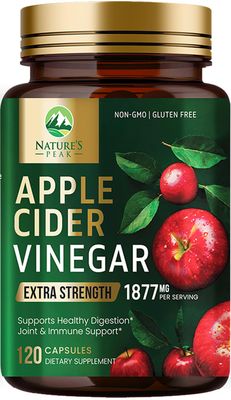 Apple Cider Vinegar Capsules - Extra Strength ACV Supplement with Vitamin D3 &amp; Zinc for Energy, Digestion &amp; Immune Support Balance - Non-GMO, Gluten-Free ACV Pills for Detox &amp; Cleanse - 120 Capsules