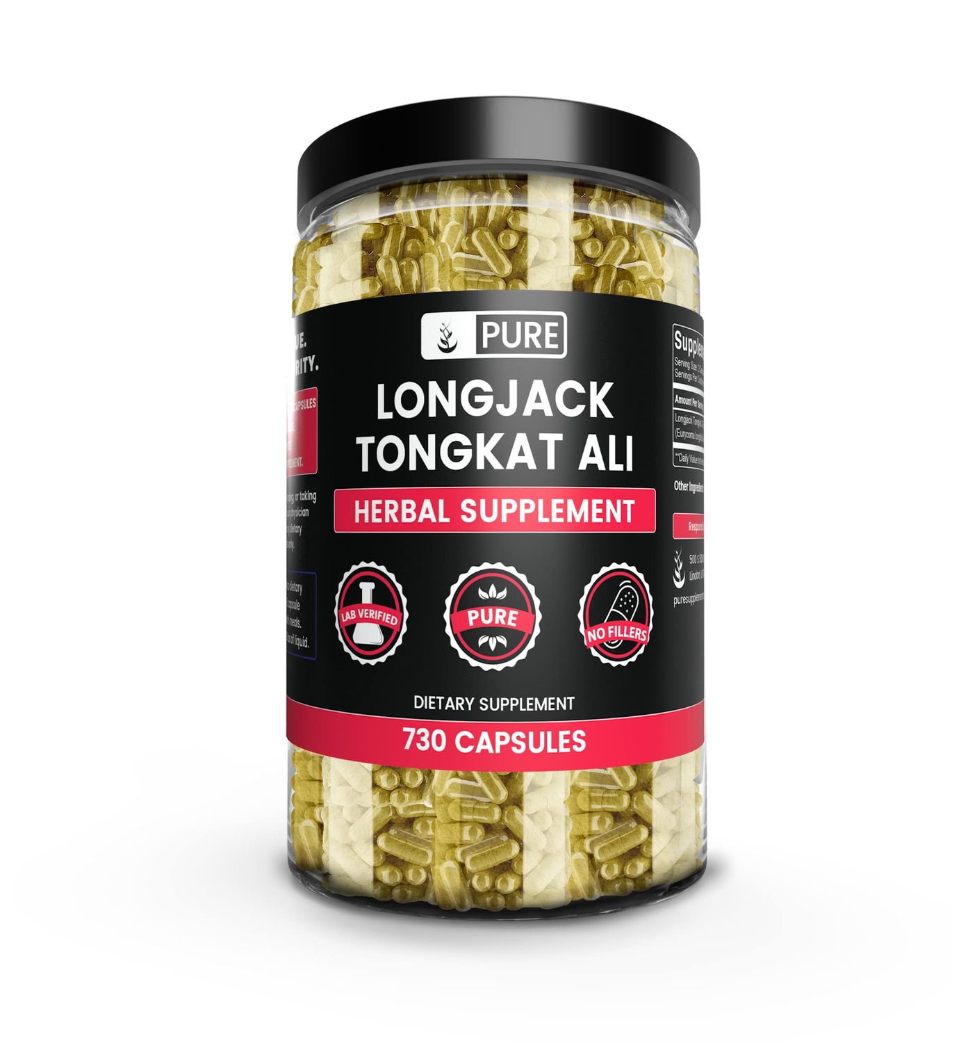 Pure Original Ingredients Longjack (Tongkat Ali) (730 Capsules) No Magnesium Or Rice Fillers, Always Pure, Lab Verified