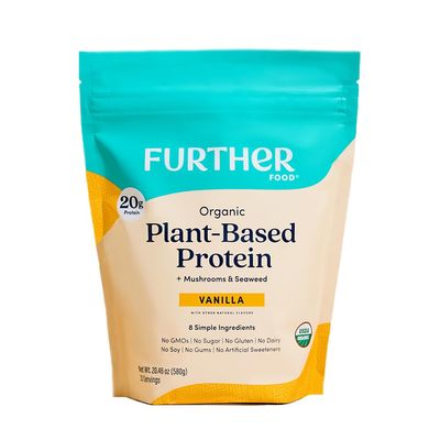 Further Food Organic Vegan Protein Powder Vanilla - 20g of Plant Based Protein, Organic Protein Powder with Mushrooms &amp; Seaweed, Vegan, Non GMO, Gluten Free, Dairy Free 19.05 Oz