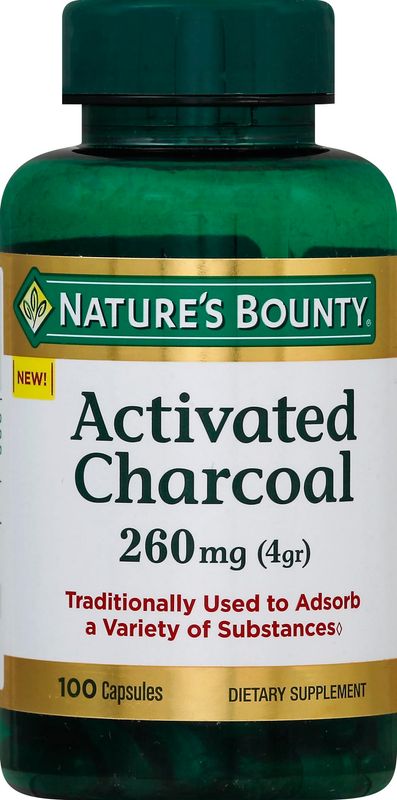 Nature&#39;s Bounty Activated Charcoal 260 mg, 100 Capsules, Dietary Supplement to Support a Healthy Lifestyle