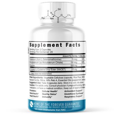 GlyNAC-ET NAC Ethyl Ester + Glycine - EXTRA STRENGTH 375mg NACET 1800mg Glycine - 20x More Bioavailable Than GlyNAC - N-acetylcysteine Ethyl Ester Anti Aging Supplement, Boost Glutathione (60 Capsule)