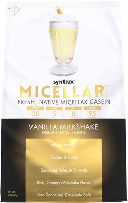 Syntrax Nutrition Micellar Creme Protein Powder, Fresh, Native Micellar Casein, Vanilla Milkshake, 2 lbs