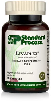 Standard Process Livaplex - Whole Food Bowel, Digestion and Digestive Health, Liver Health and Gallbladder Support with Spanish Black Radish, Betaine Hydrochloride, and Organic Carrot - 90 Capsules