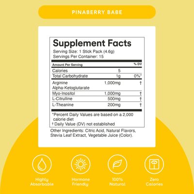 MIXHERS Focus - for Concentration, Brain Health & Focus - Brain Health Supplement - L-Theanine - Nutrition for Women - 15 Drink Packets - Pinaberry Babe