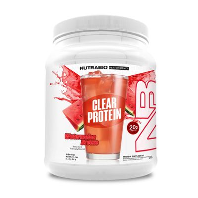 NutraBio Clear Whey Isolate Protein Powder, Delicious &amp; Refreshing Fruit Flavors, Protein Juice, No Milky Taste, No Foam, Zero Sugar, Watermelon Breeze, 20 Servings