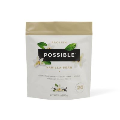 Possible Protein Powder Vanilla Bean - 20g of Vegan, Plant-Based Protein Mix - Non-GMO, Non-Dairy, Gluten-Free - 3.5g of BCAAs - 9 Essential Amino Acids - 15-Day Supply - 1 Bag, 15 Servings