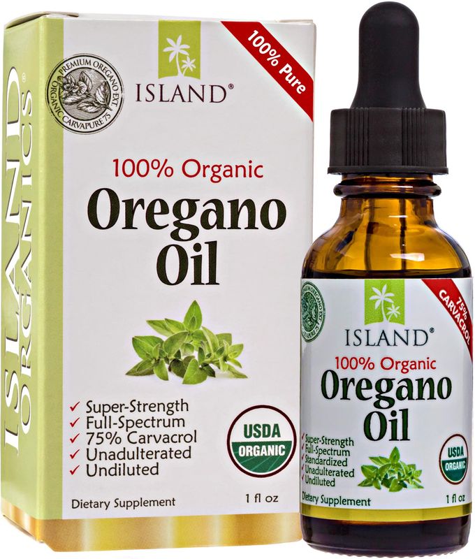 Island Nutrition, Oregano Oil Organic Liquid Drops - 100% Pure &amp; Undiluted - USDA-Certified Organic (1 oz) 75% Carvacrol - Grown in Spain - Immune Support Supplement with Oil of Oregano.