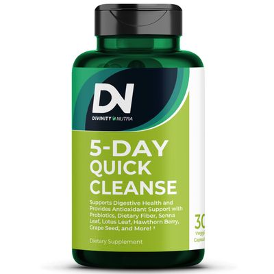 5 Day Colon Cleanse, Dietary Fiber &amp; Probiotics, Gut Digestive Support, Fast Detox for Women &amp; Men with Senna Leaf, Fibersol-2, Hawthorn Berry, Inulin, 1 Billion CFU Probiotics, 30 Capsules