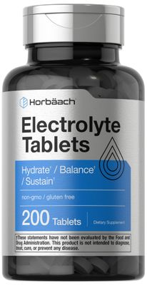Horbach Electrolyte Tablets | 200 Count | Vegetarian | Keto-Friendly | Non-GMO, and Gluten Free Hydration Supplement