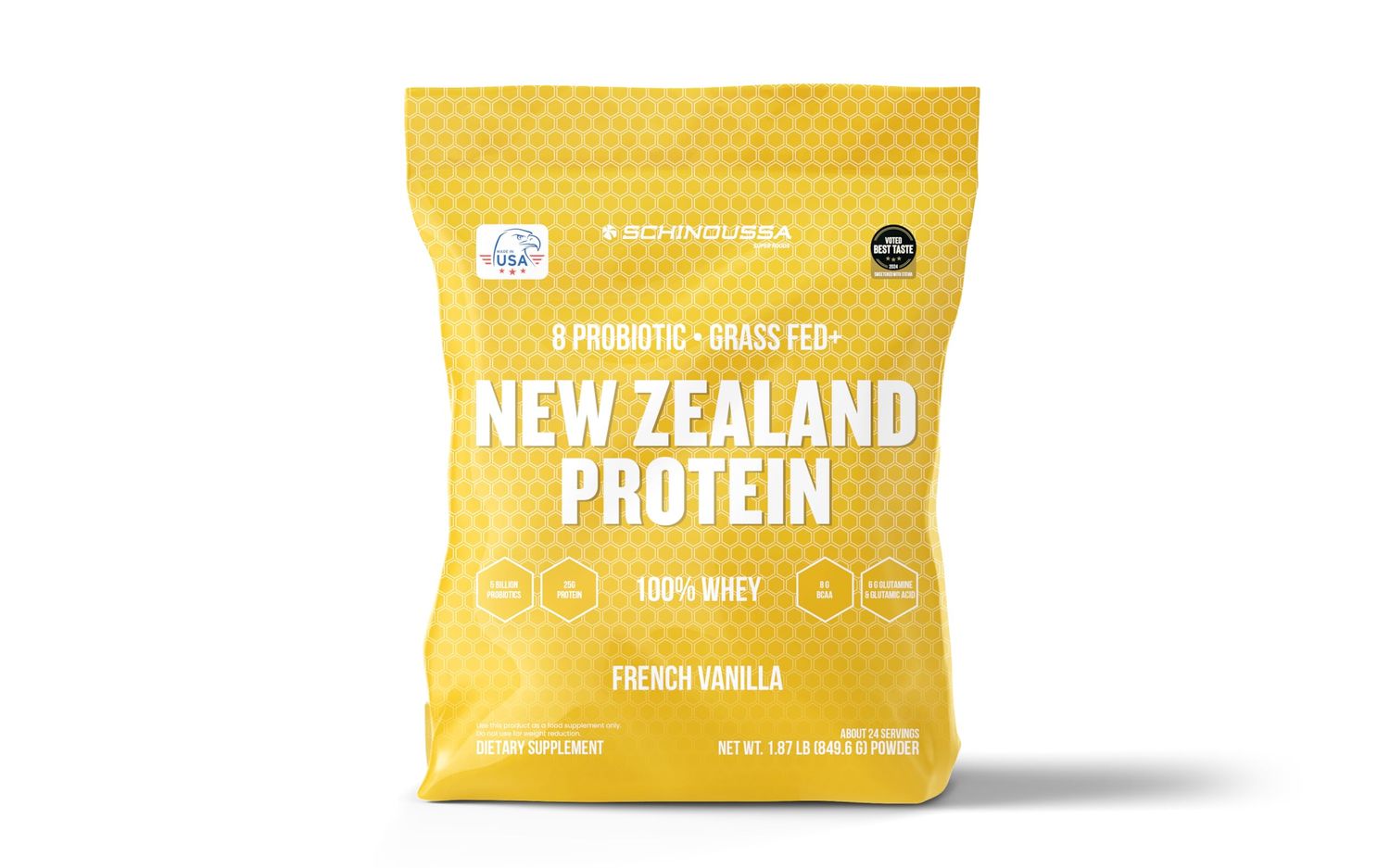 Schinoussa Probiotic Whey Protein Powder | Vanilla | 2 lb | Grass-Fed | New Zealand PROBIOTIC WHEY Isolate French Vanilla | Natural Flavors | 910g | 24 Servings