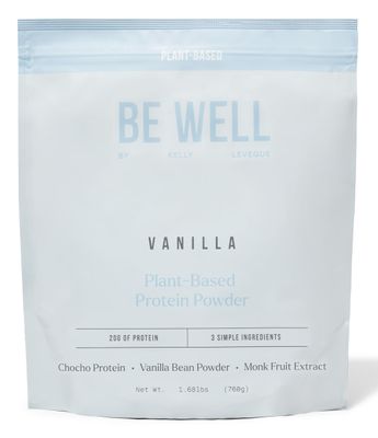 Be Well by Kelly Vanilla Plant-Based Protein Powder, Vegan 20G of Protein &amp; 8G of Fiber (3 Ingredients, 20 Servings) 9 Amino Acids + 3 BCAAs No Soy, No Dairy, Stevia-Free, No Sugar Added 1.68lb 760g